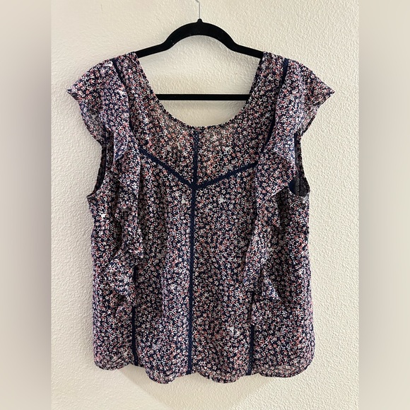 Ariat Navy and Pink Floral Blouse - Picture 3 of 5